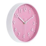 8" Wall Clock – Silent Non-Ticking Round Quartz Clock with 3D Numbers, Battery Operated for Office or Bedroom (Pink)