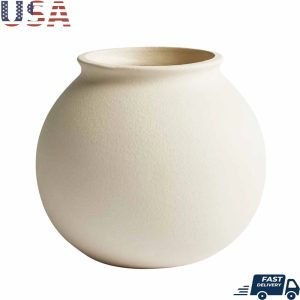 Matte Ceramic Round Vase – 6.69" Soft Minimalist Decorative Centerpiece for Indoor Floral Display