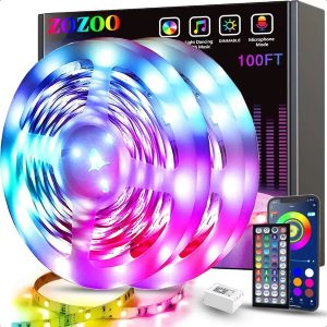 100FT LED Lights for Bedroom – 2 Rolls of 50FT Smart RGB Strip Lights with 44-Key Remote & App Control