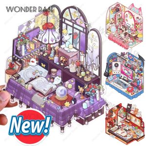 3D DIY Plus Size Corner Desk Miniature Scene Stickers – Stacked Landscape Cabin Stickers for Kids, Students & Creative Gifting