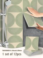 12PCS Scandinavian Geometric Floor Stickers – Faux Tile Decals for Cement Walls & Floors
