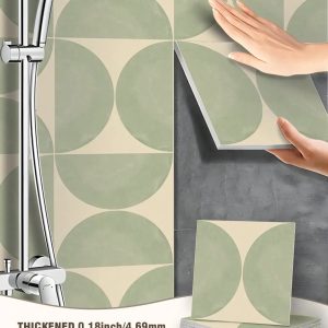 12PCS Scandinavian Geometric Floor Stickers – Faux Tile Decals for Cement Walls & Floors