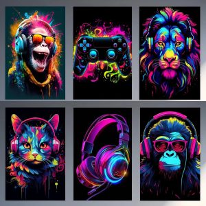 Gaming Canvas Print – Vibrant Graffiti Art Poster for Game Room & Boys' Bedroom Decor
