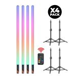 LUXCEO 85cm 4pcs LED Mood Lights – 3W RGB Color-Changing Atmosphere Lighting with Remote Control